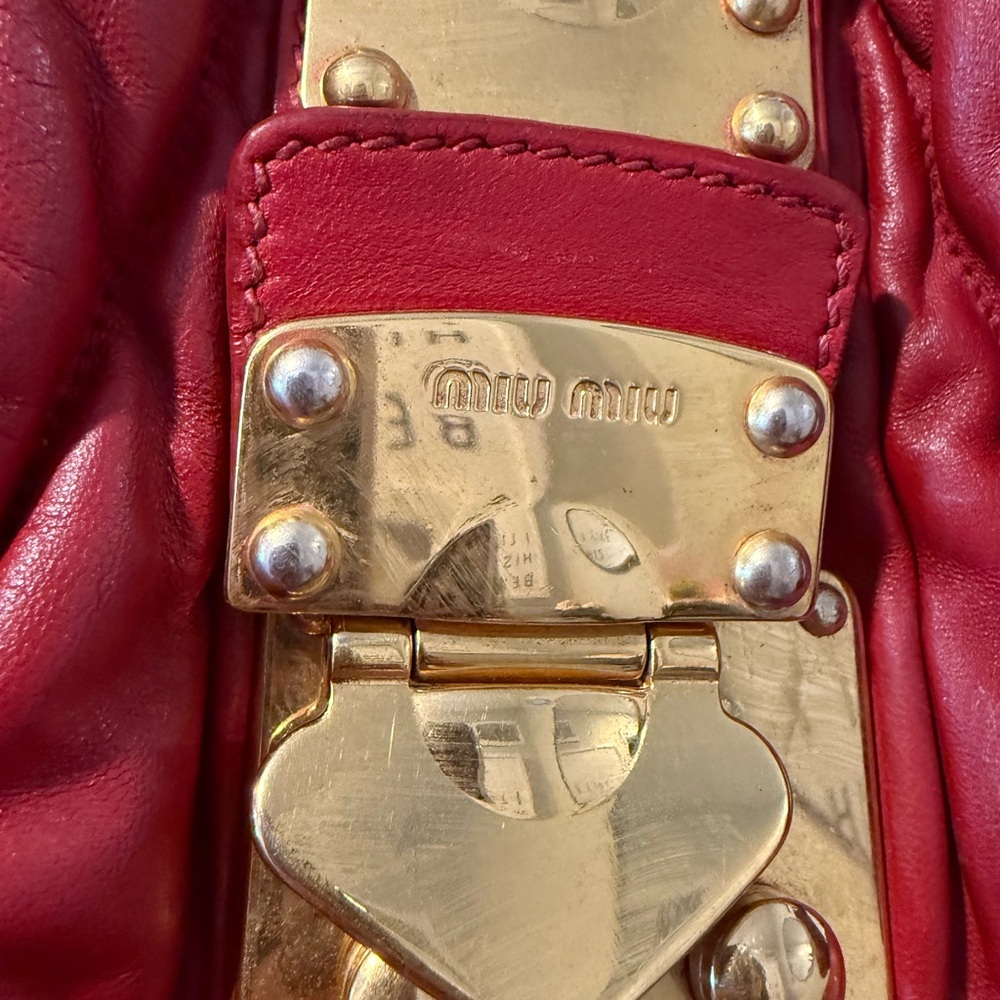 MIU MIU Matelassé Vitello Lux Red 2WAY Handbag Shoulder bag - Picture 5 of 7